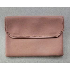 Baraboux Light Pink Saffiano Leather Clutch Magnet Flap Italy Made Designer